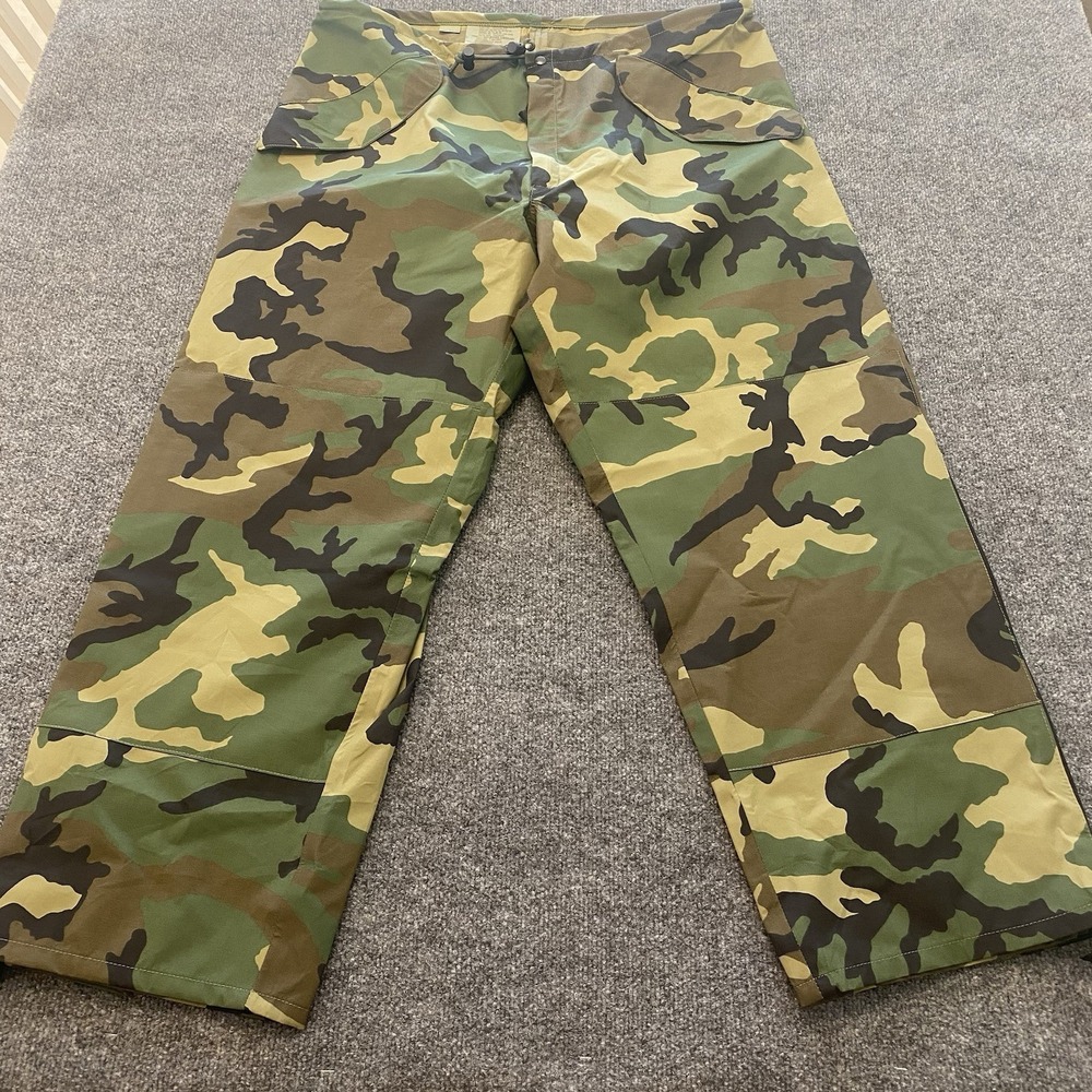 Vintage 90s USAF Army Cold Weather Woodland Camo Trousers Rain Pants Mens Large